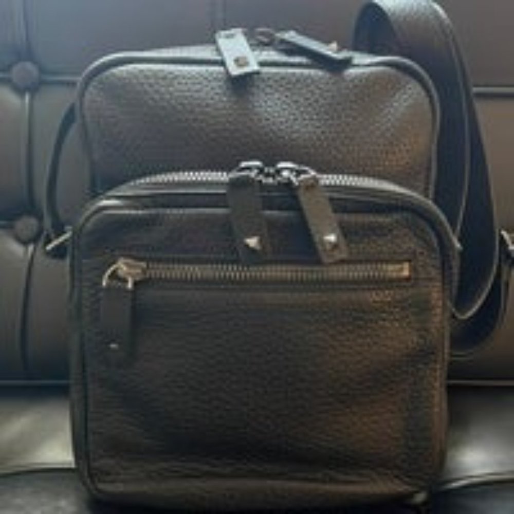 Valentino Black Noir Pebble Leather Rockstud Crossbody